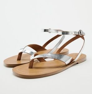 Zara Metallic Flat Sandals